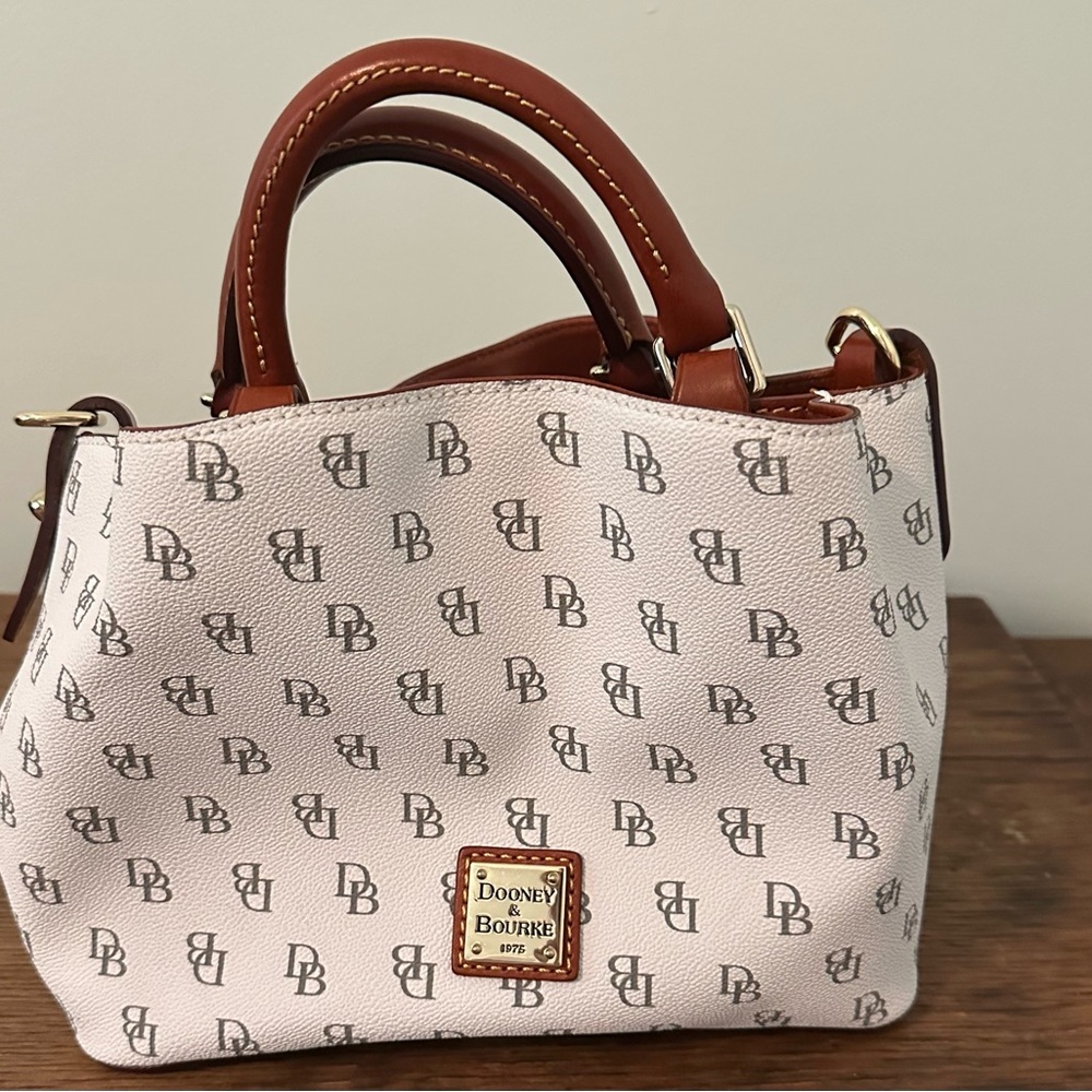 Dooney & Bourke Logo Satchel in White and Brown